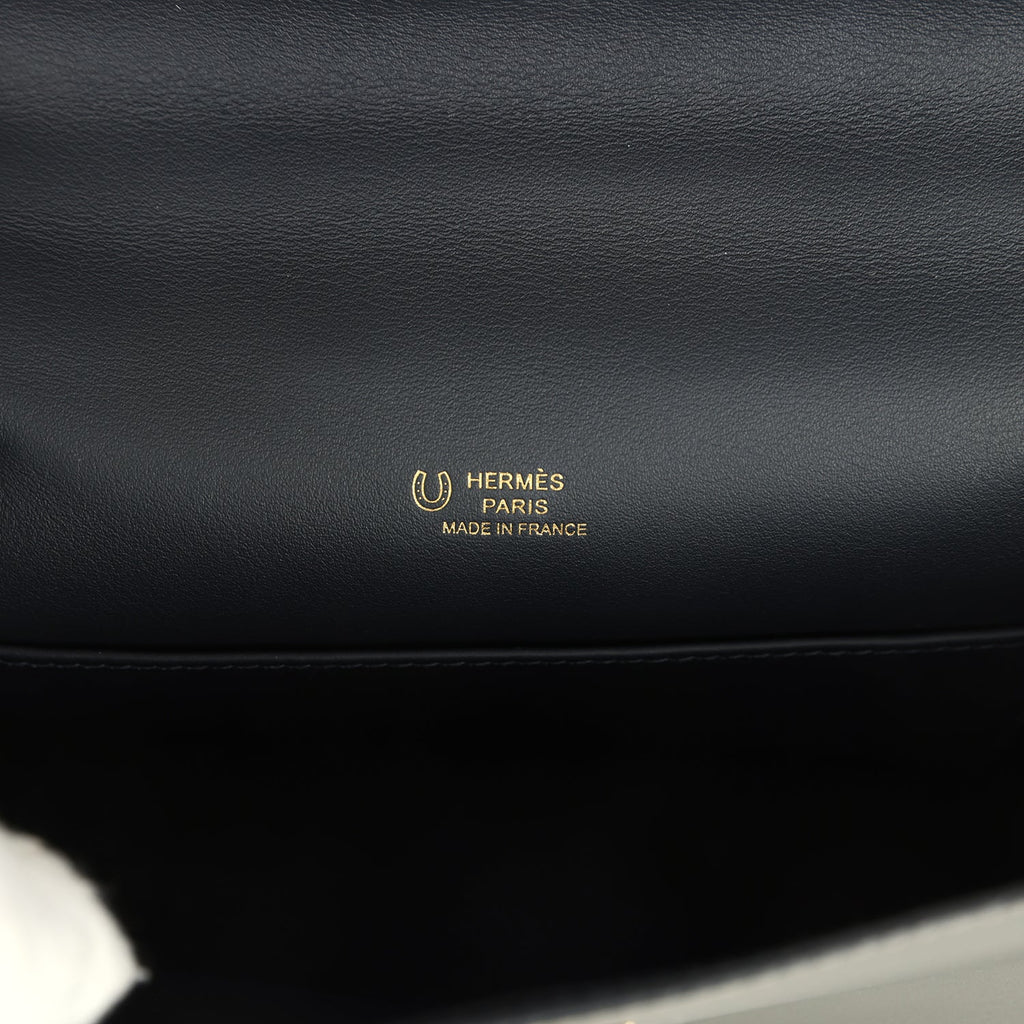 Pre-owned Hermes Special Order (HSS) Kelly Pochette Gris Meyer and Caban Swift Permabrass Hardware - Image 8