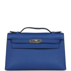 Hermes Kelly Pochette Bleu Royal Swift Palladium Hardware