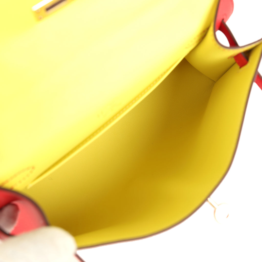 Hermes Special Order (HSS) Kelly Pochette Rouge de Coeur Verso Swift Permabrass Hardware - Image 9