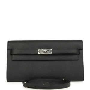 Hermes Kelly Wallet To Go Black Epsom Palladium Hardware