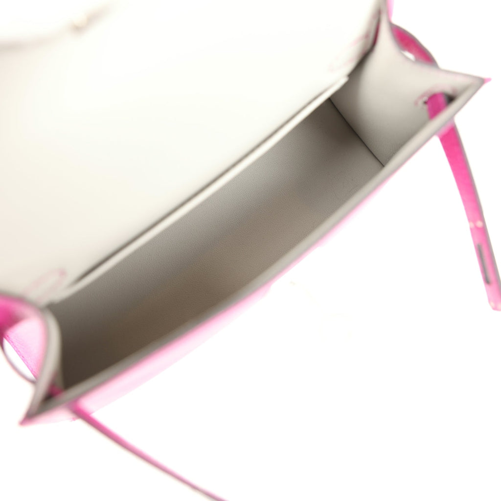 Hermes Special Order (HSS) Kelly Sellier 20 Rose Pourpre Verso Epsom Palladium Hardware - Image 9