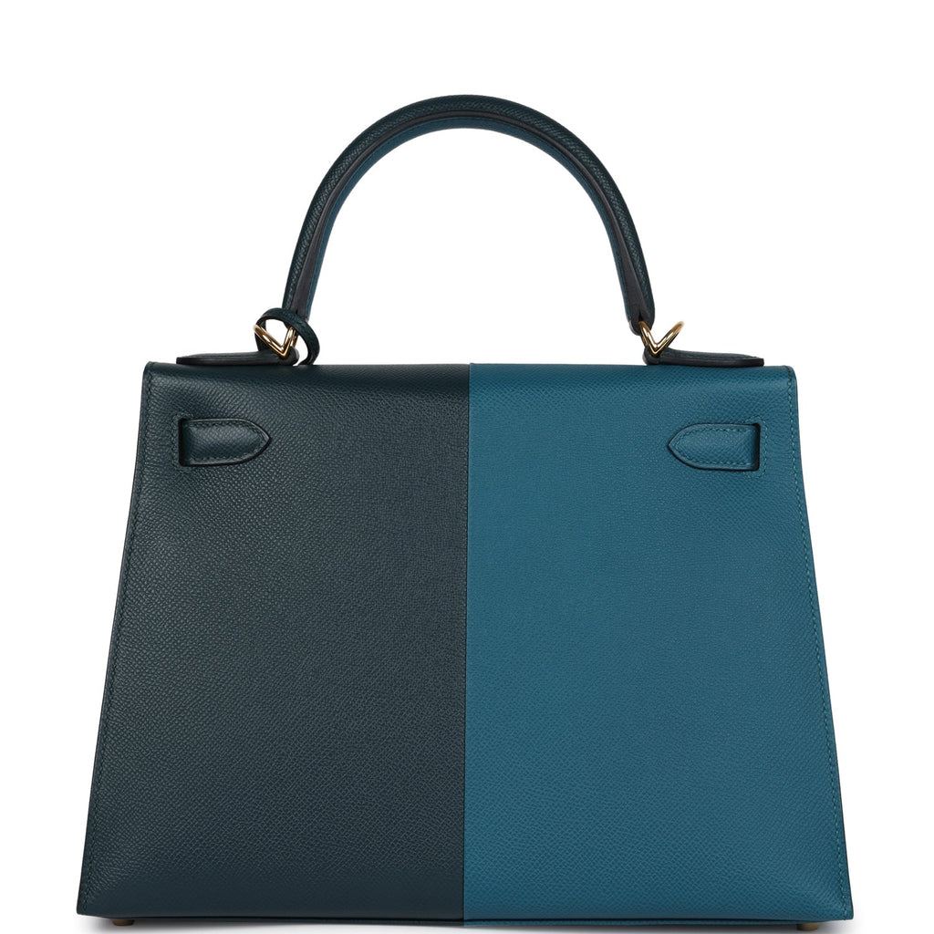 Hermes Kelly Sellier 28 Casaque Vert Cypres and Vert Bosphore Epsom Gold Hardware - Image 5