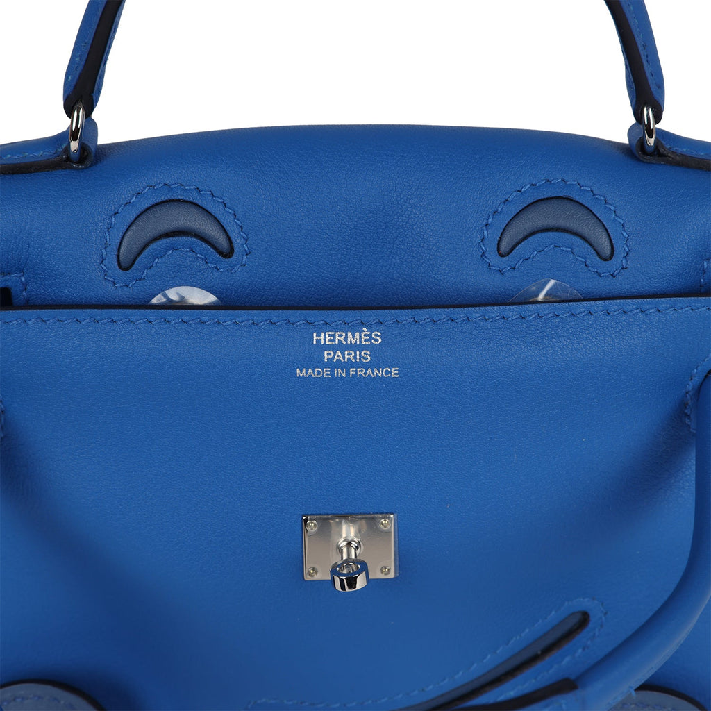 Hermes "Quelle Idolle" Kelly Doll Bleu Zellige and Bleu Agate Swift Palladium Hardware - Image 8