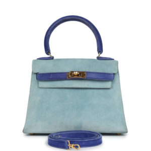 Vintage Hermes Kelly Sellier 20 Bleu Electric and Aqua Doblis Gold Hardware