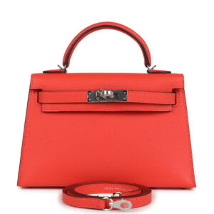 Hermes Kelly Sellier 20 Orange Field Epsom Palladium Hardware