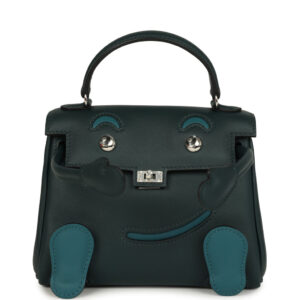 Hermes "Quelle Idolle" Kelly Doll Vert Cypress and Vert Bosphore Swift Palladium Hardware