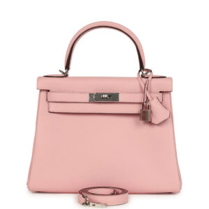 Hermes Kelly Retourne 28 Rose Sakura Clemence Palladium Hardware