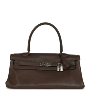 Vintage Hermes Shoulder Kelly 42 JPG Chocolate Clemence Palladium Hardware