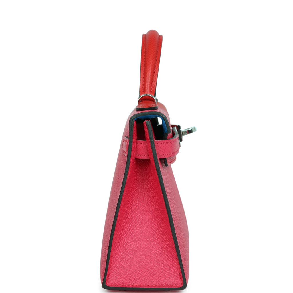 Pre-owned Hermes Casaque Kelly Sellier 20 Rouge de Coeur and Rose Extreme Epsom Palladium Hardware - Image 4