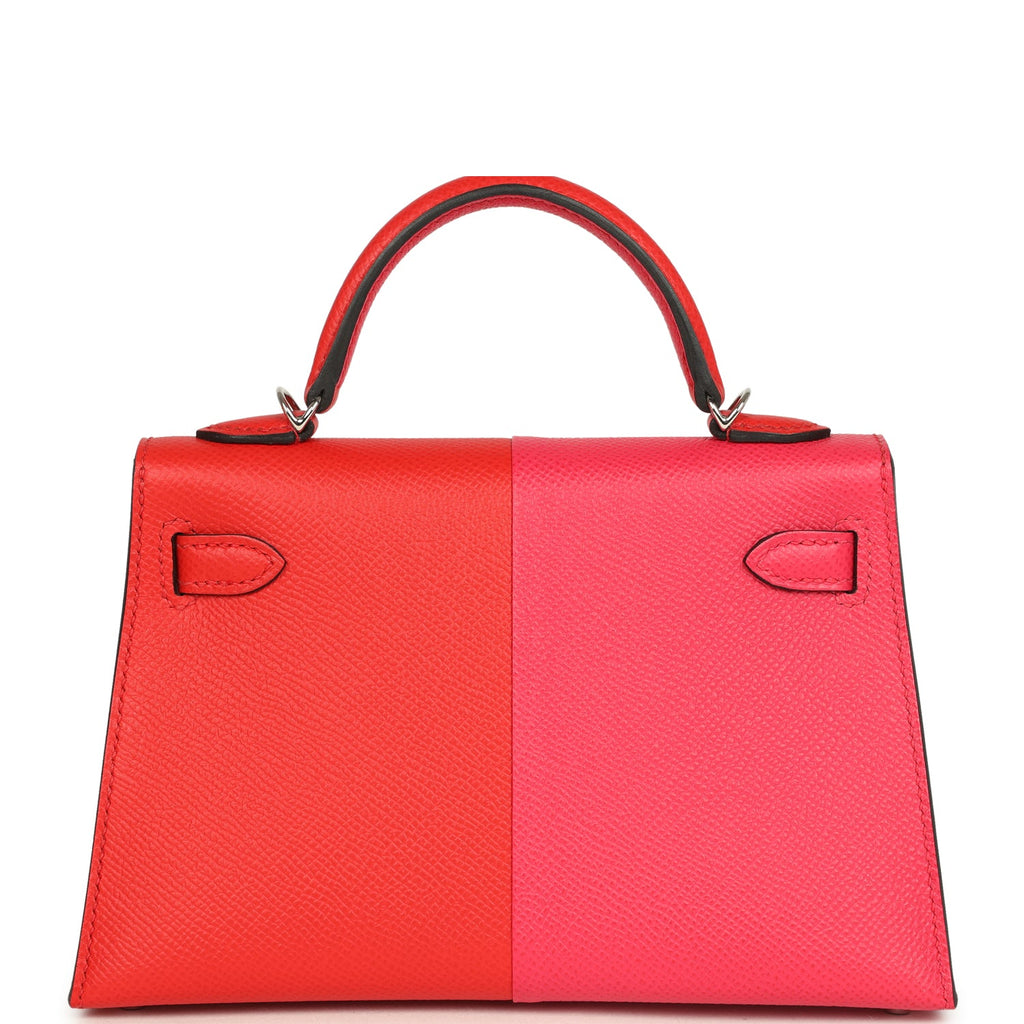 Pre-owned Hermes Casaque Kelly Sellier 20 Rouge de Coeur and Rose Extreme Epsom Palladium Hardware - Image 5