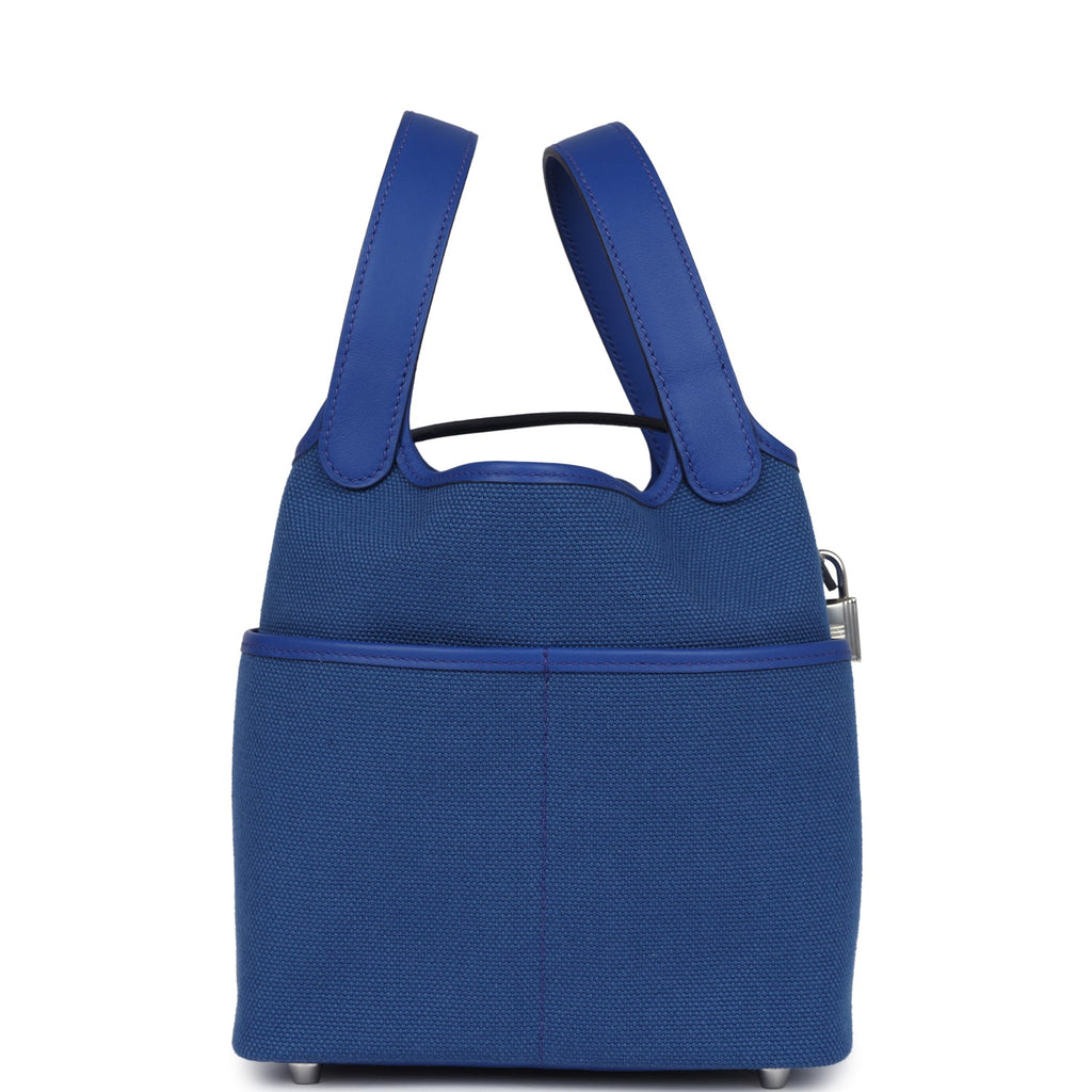 Hermes Picotin Cargo 18 Bleu Royal Swift and Toile Canvas Palladium Hardware - Image 4