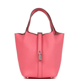 Hermes Picotin Lock 18 Rose Azalee Clemence Palladium Hardware