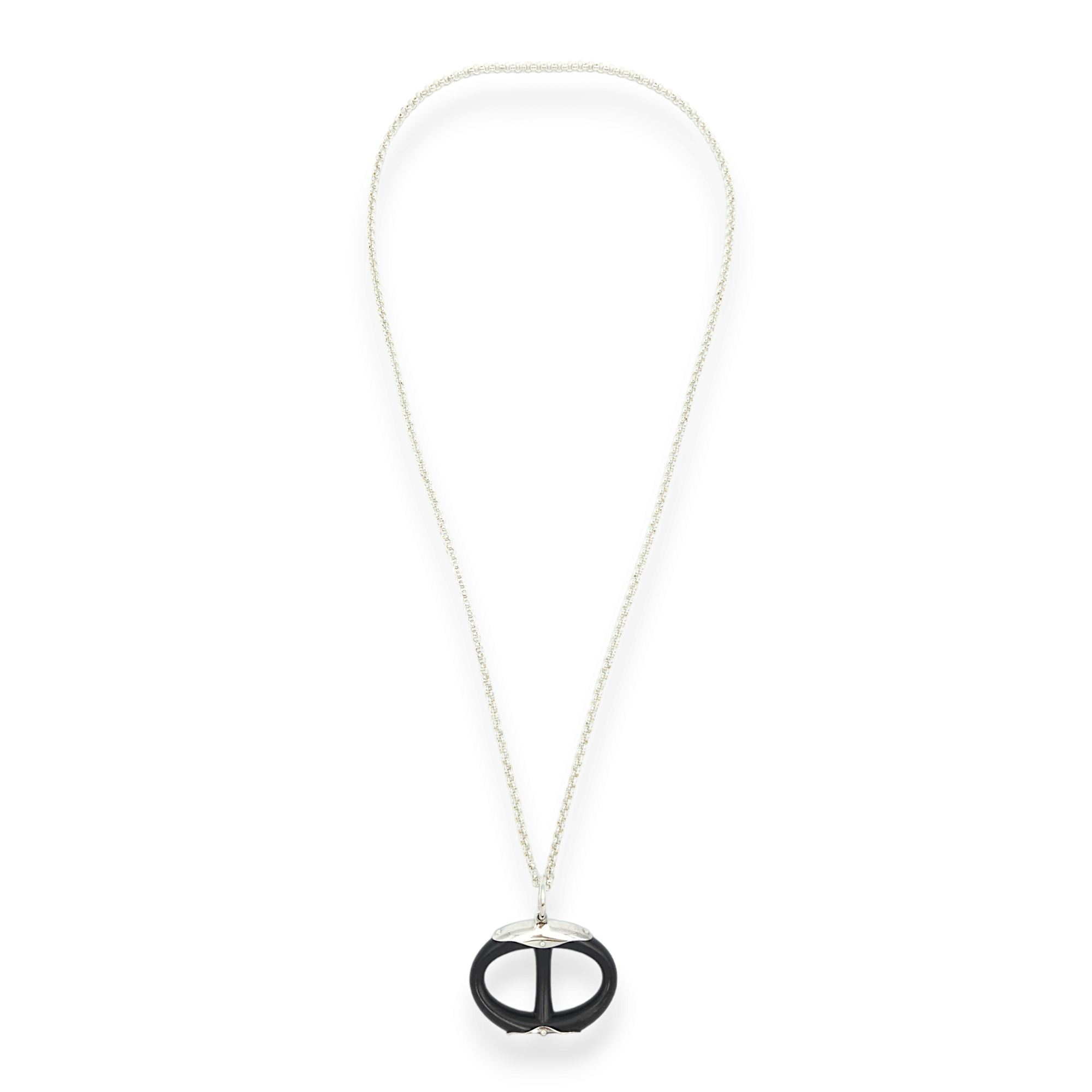 Chaine D'ancre Pendant Black Necklace in Ebony Wood, Silver hardware - Image 3