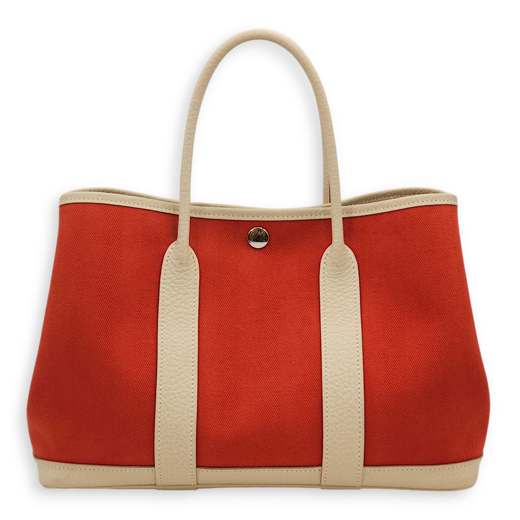 Garden Party 30 Rouge Duchesse/Craie in Toile/Vache Country, Palladium hardware - Image 4