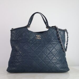 Chanel Navy Iridescent CC Sea Hit Large Handbag W/ Strap
