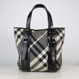 Burberry Nylon Victoria Beat Check Tote Bag