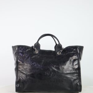 Chanel Black DeauvillE Large Tote Shoulder Bag