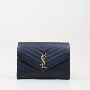 YSL Black Cassandre Small Flap Pouch W/ Holder