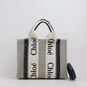 Chloe Bicolor Mini Woody Top Handle Bag with Strap