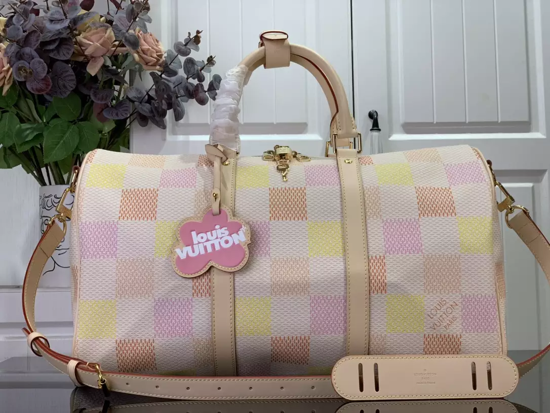 Keepall Bandoulière 45 Peach Damier Giant Canvas - Repbags.ru - Image 3