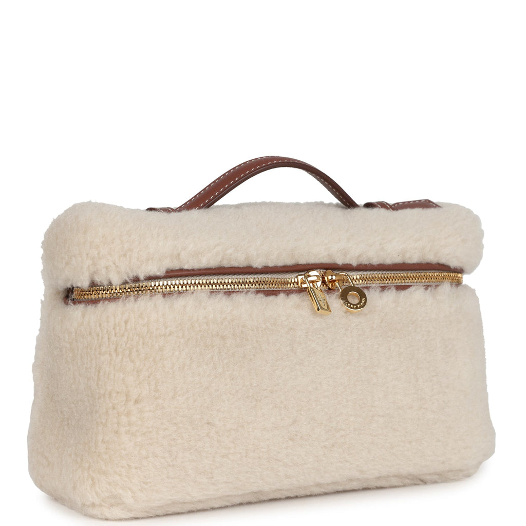 Loro Piana Extra Pocket L19 Pouch Ancient Paper and Sun Gold Cashmere and Silk Gold Hardware - Image 3