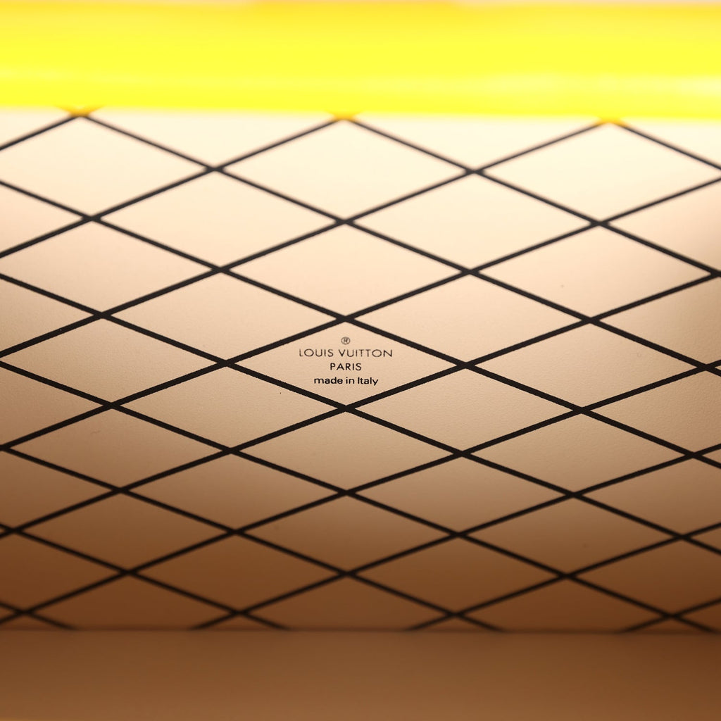 Louis Vuitton Petite Malle Handbag Light Blue & Yellow Glossy Calfskin Silver Hardware - Image 10