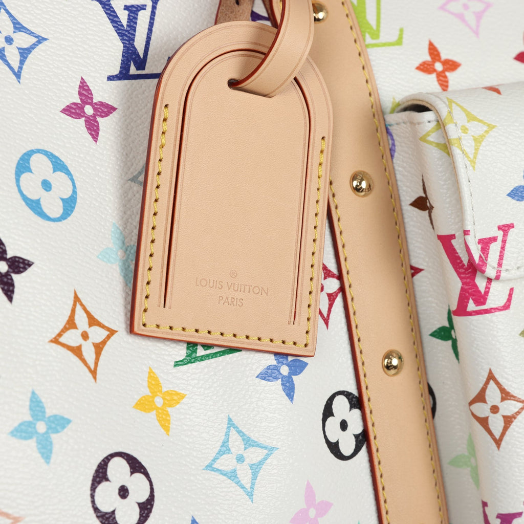 Louis Vuitton X Murakami Keepall Bandouliere 45 White Monogram Multicolored Gold Hardware - Image 9