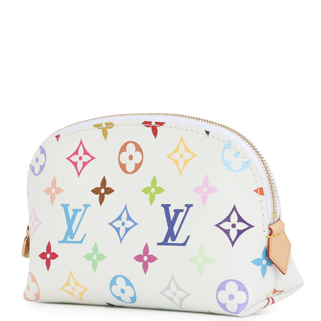 Louis Vuitton X Takashi Murakami Cosmetic Pouch PM White Multicolored Monogram Gold Hardware - Image 7
