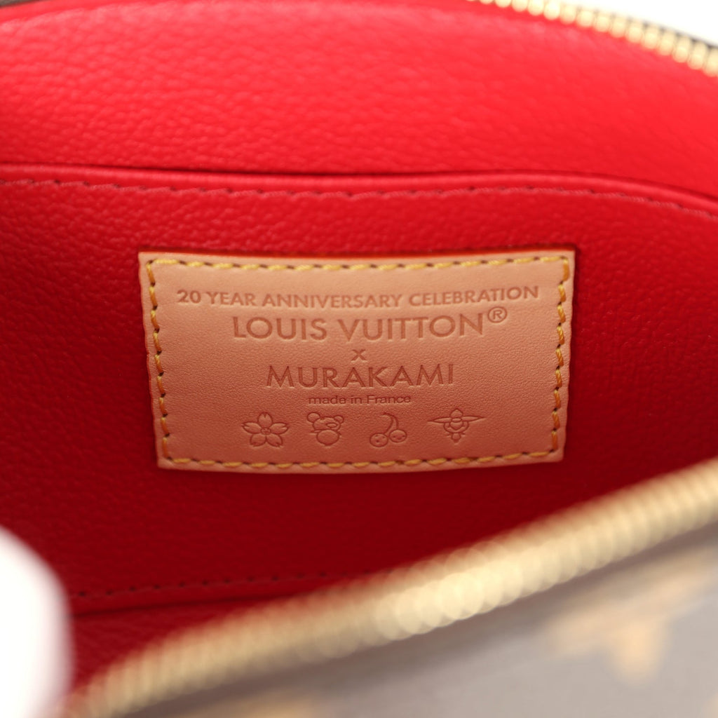 Louis Vuitton X Takashi Murakami Cherry Cosmetic Pouch Brown Monogram Gold Hardware - Image 9