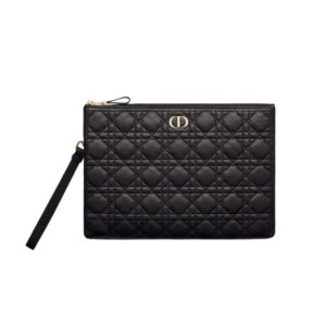 Lagre Dior Caro Daily pouch Black Calfskin - DB010
