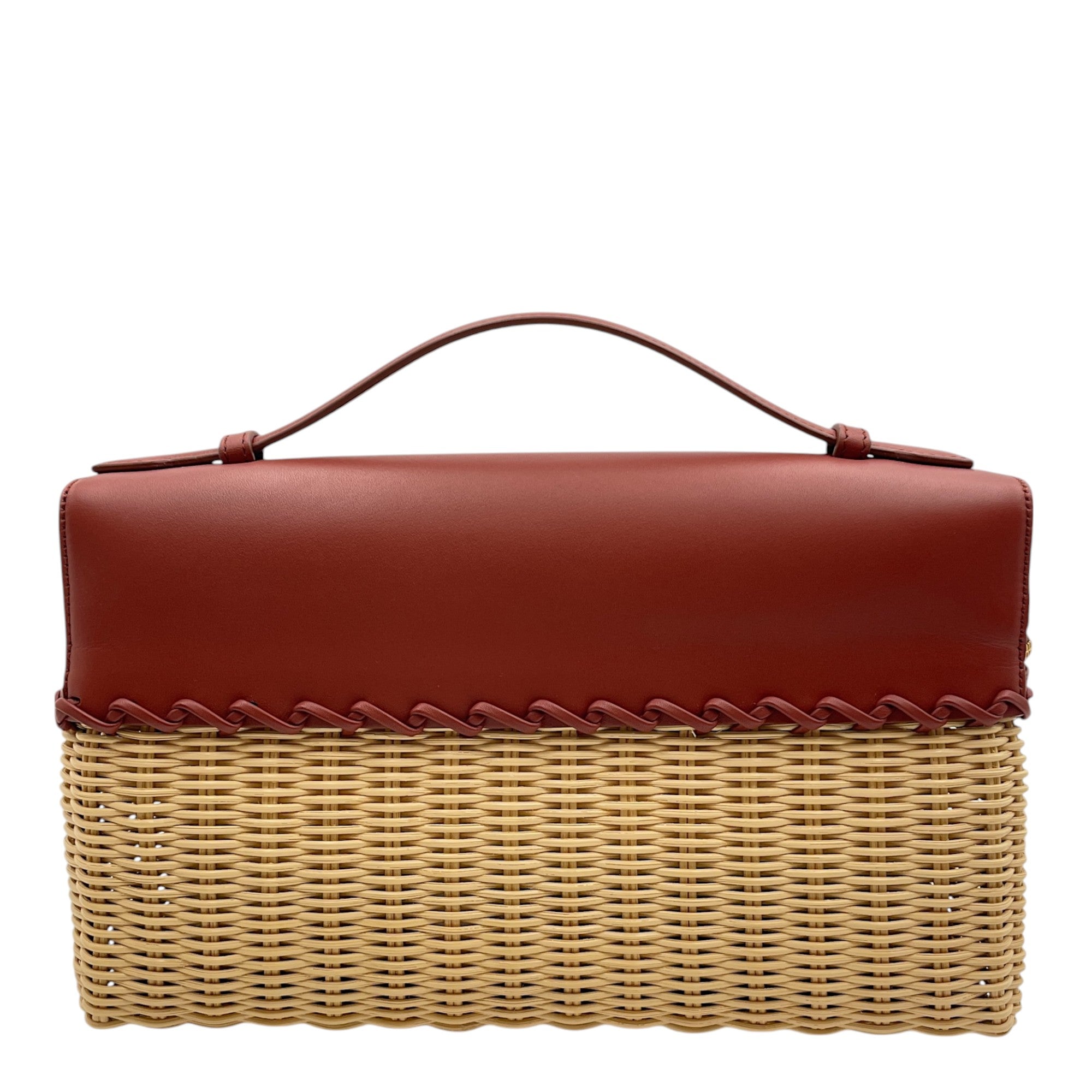 Extra Pocket L27 Brown Crossbody Bag in Wicker, Calf, Gold hardware - Image 3