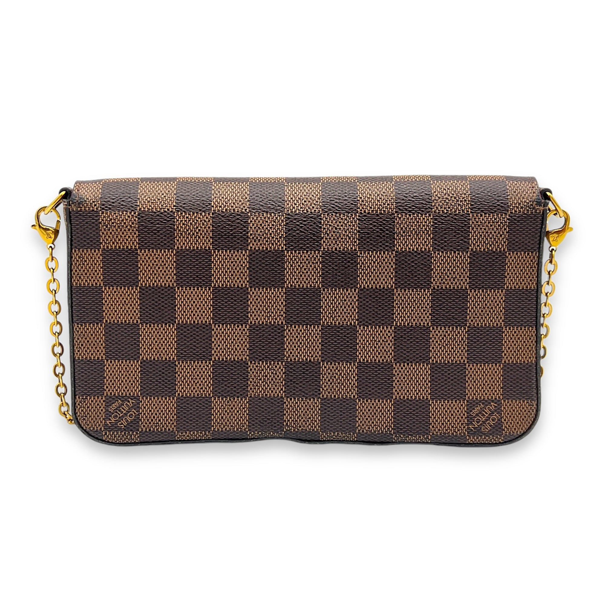 Felicie Damier Ebene Wallet On Chain in Coated Canvas, Gold hardware - Image 3