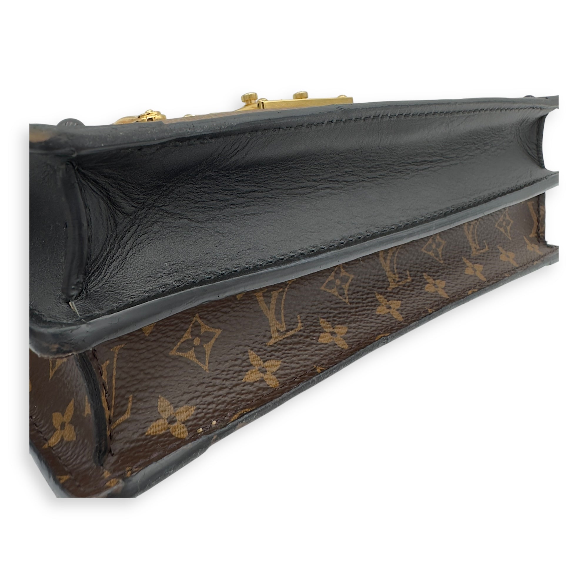 Trunk Clutch 2 Way Brown Crossbody Bag in Coated Canvas, Gold hardware - Image 20