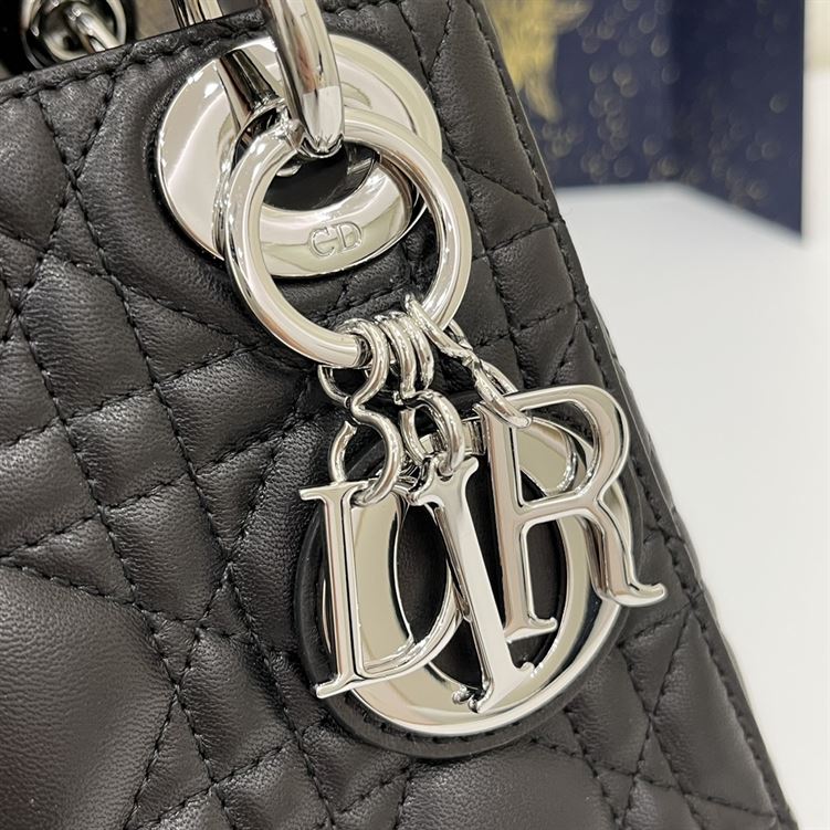 Mini Lady Dior Bag Black Lambskin - Image 6