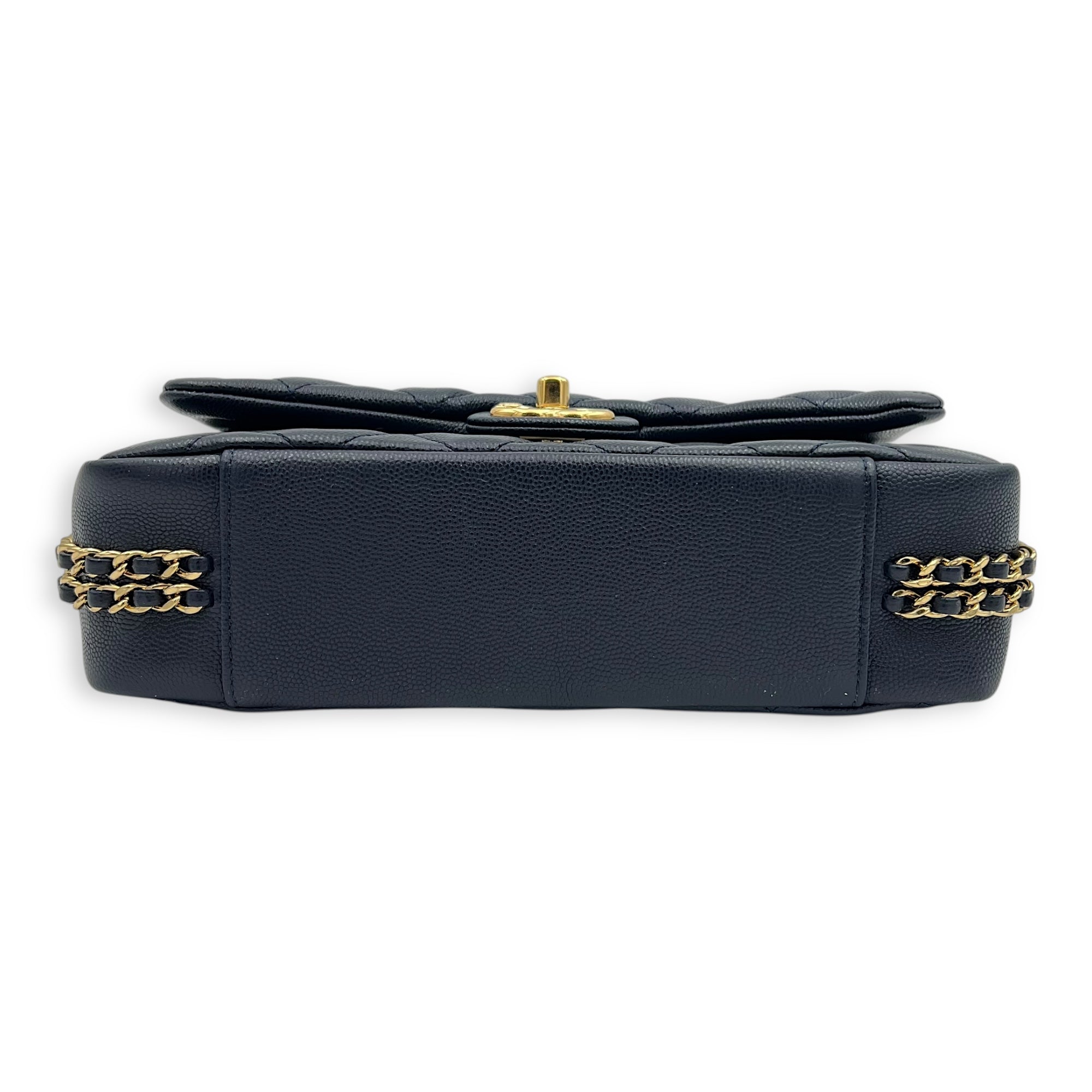 Chain Around Blue Crossbody Bag in Caviar Leather, Gold hardware - Image 6