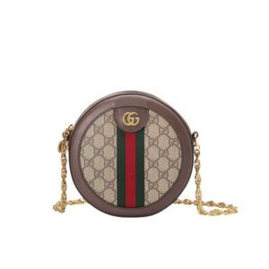 Ophidia GG mini round shoulder bag Beige/ebony
