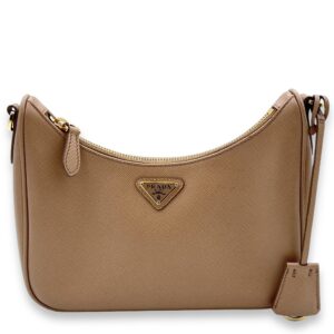 Re-Edition 2005 Crossbody bag in Saffiano leather, Gold Hardware