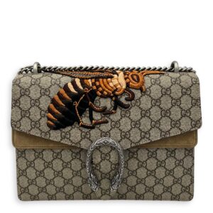 Dionysus Shoulder Bag Grey in Coated Canvas, Silver hardware