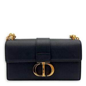 30 Montaigne East West Black Shoulder Bag in Calfskin, Gold hardware