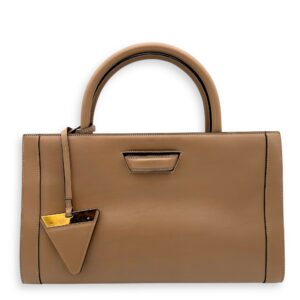 Barcelona Top Handle Bag Brown in Calfskin, Gold hardware