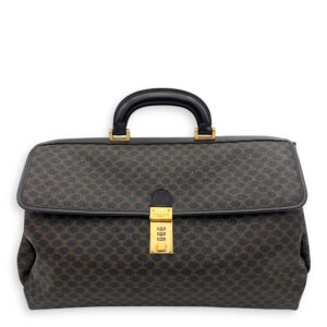 Vintage Macadam Blason Brown Briefcase in Coated Canvas, Gold hardware