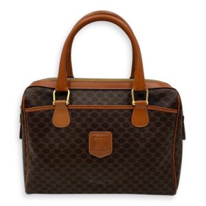 Macadam Top Handle Bag Brown in Coated Canvas, Gold hardware