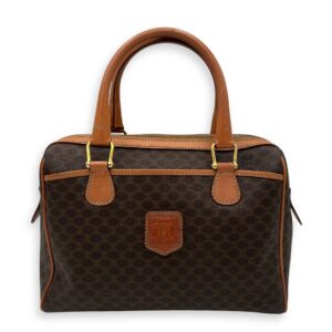 Macadam Top Handle Bag Brown in Coated Canvas, Gold hardware