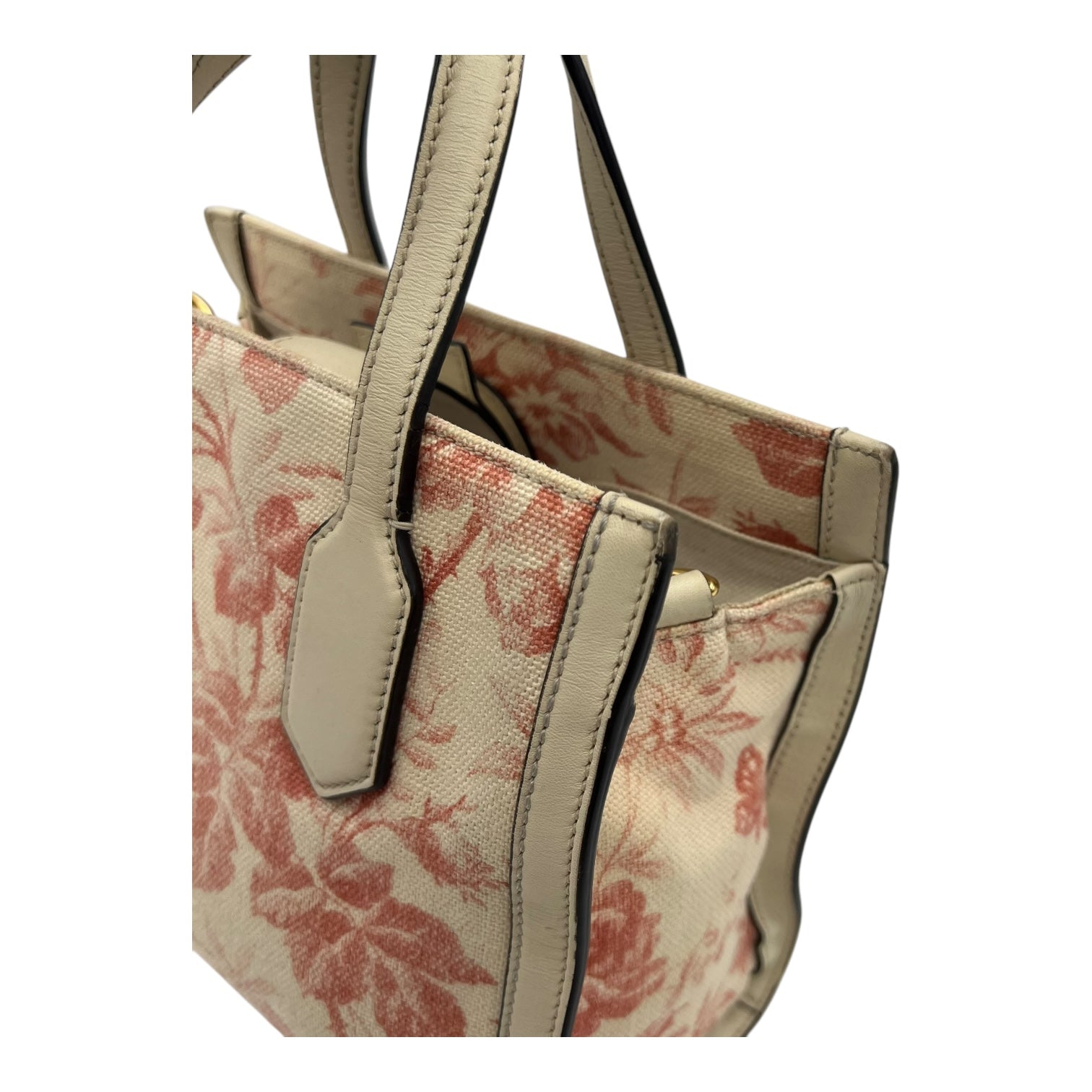 Ribbon Herbarium Top Handle Bag White in Canvas, Gold hardware - Image 15