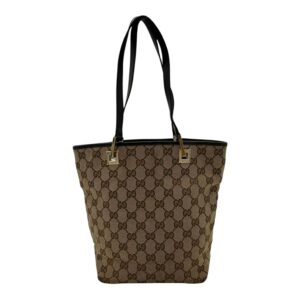 GG Brown Tote Bag in Canvas, Gold hardware