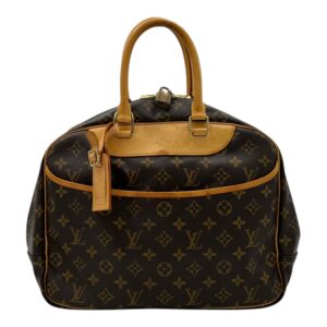 Deauville Top Handle Bag Brown in Monogram Coated Canvas, Gold hardware