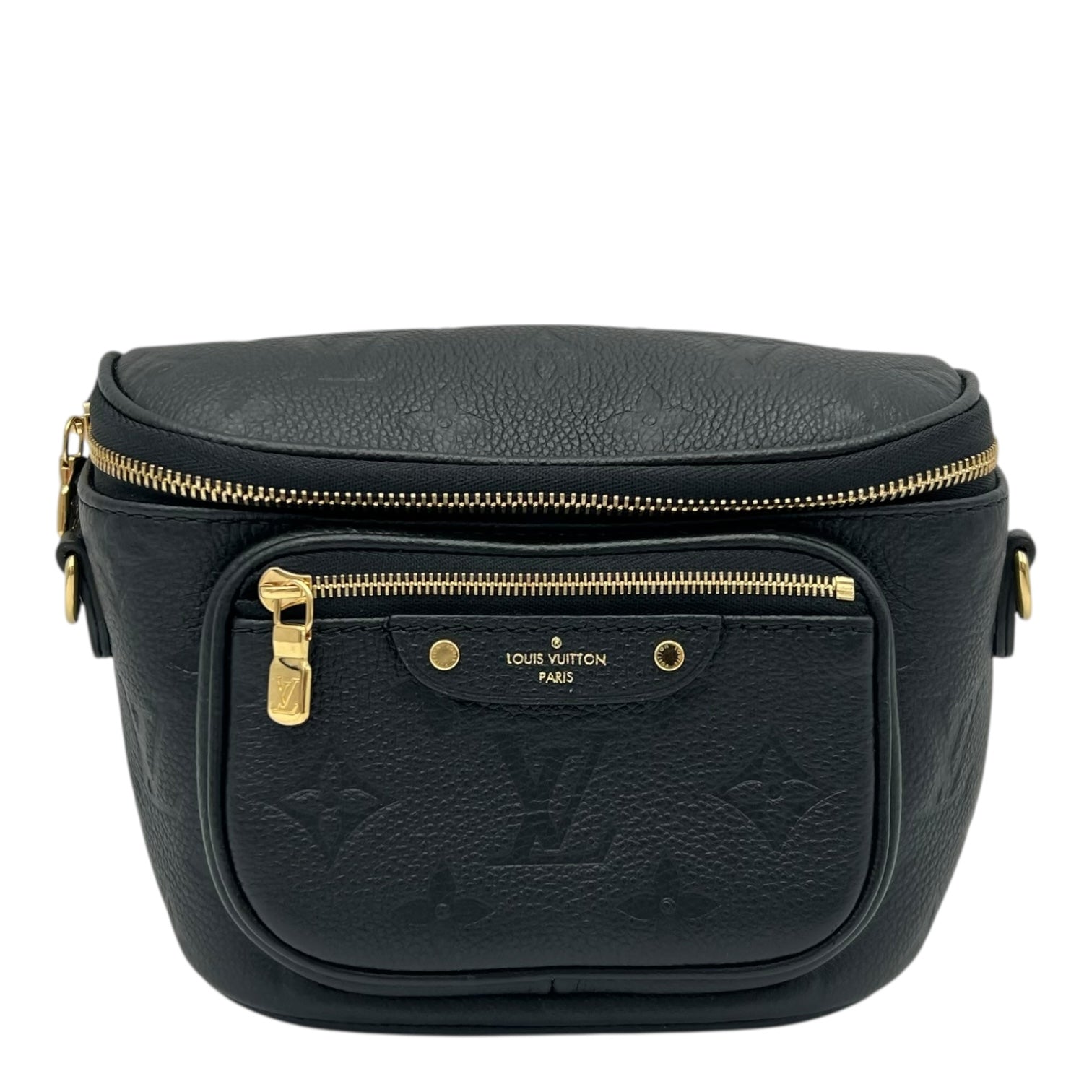 BumBag Belt Bag Black in Empreinte Leather, Gold hardware
