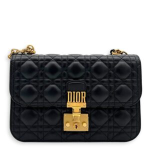 DiorAddict Shoulder Bag Black in Calfskin, Gold hardware