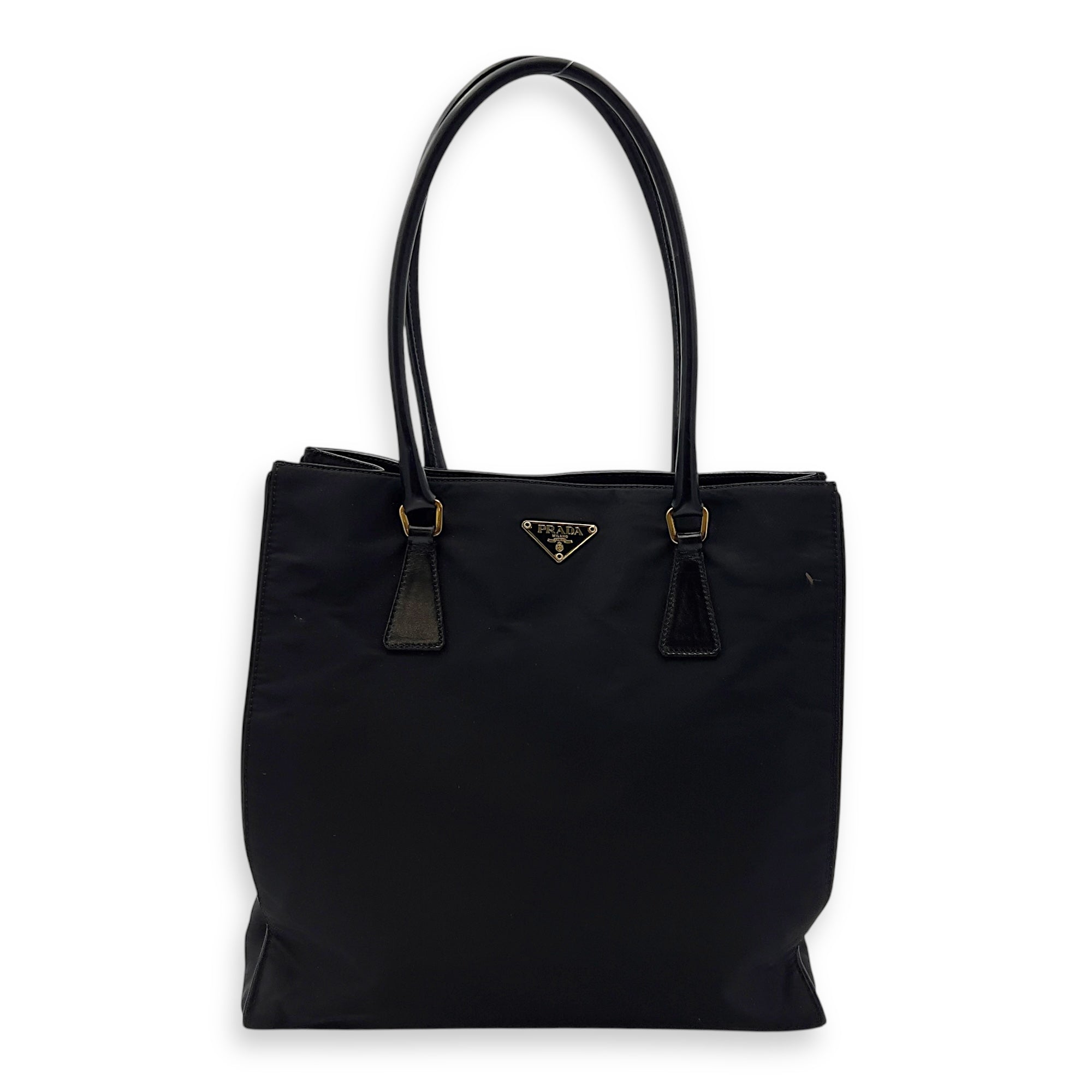 Logo Tote Bag Black in Nylon, Gold hardware