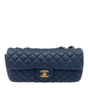 Valentine Charm Blue Shoulder Bag in Lambskin, Gold hardware